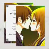 Invitation Cute Anime Couple Mariage (Devant / Derrière)