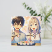 Invitation Cute Anime Sushi Pun Saint Valentin (Debout devant)