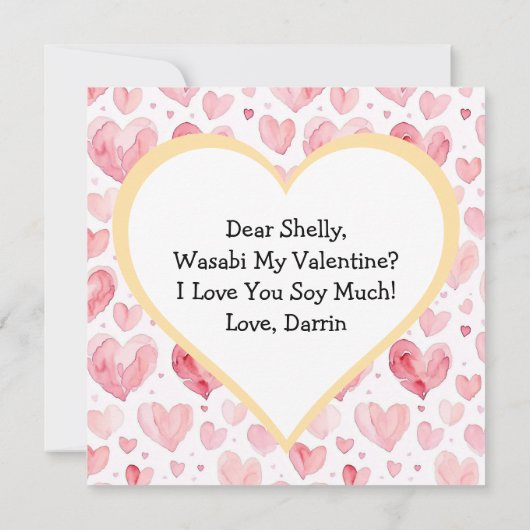 Invitation Cute Anime Sushi Pun Saint Valentin (Dos)