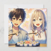 Invitation Cute Anime Sushi Pun Saint Valentin (Devant)