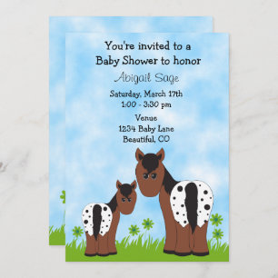 Invitation Cute Appaloosa Mare et Baby shower de Cheval Foin