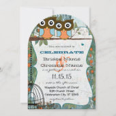 Invitation Cute Aqua Blue Owl Épouse Mon meilleur ami Mariage (Devant)