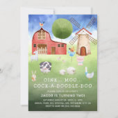 Invitation Cute Aquarelle Animaux de ferme Anniversaire de en (Devant)