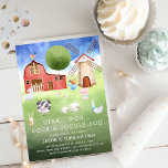 Invitation Cute Aquarelle Animaux de ferme Anniversaire de en<br><div class="desc">Cute aquarelle ferme jardin anniversaire de enfant invitation à la fête. Le design présente une scène peinte à la main d'une ferme avec une vache,  un lapin,  un mouton,  une chèvre,  un cochon,  des poulets,  un cocktail et une oie. Le modèle d'anniversaire amusant peut facilement être customisé.</div>