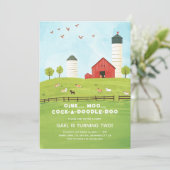 Invitation Cute Aquarelle Animaux de ferme Anniversaire de en (Debout devant)