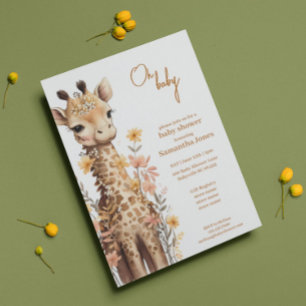 Invitation Cute Aquarelle Baby Giraffe Baby shower