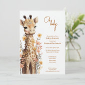 Invitation Cute Aquarelle Baby Giraffe Baby shower (Debout devant)