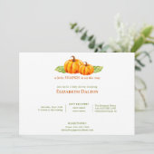 Invitation Cute aquarelle Baby shower Citrouille orange (Debout devant)