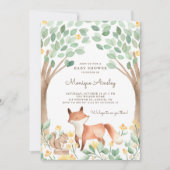 Invitation Cute aquarelle Baby shower de renard bois (Devant)