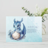 Invitation Cute Aquarelle Baby shower Dragon Bleu (Debout devant)