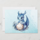 Invitation Cute Aquarelle Baby shower Dragon Bleu (Dos)