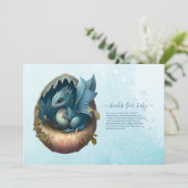 Invitation Cute Aquarelle Baby shower Dragon Bleu (Debout devant)