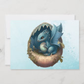 Invitation Cute Aquarelle Baby shower Dragon Bleu (Dos)