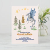 Invitation Cute Aquarelle Baby shower Dragon Bleu (Debout devant)