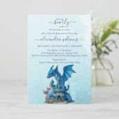 Invitation Cute Aquarelle Baby shower Dragon Bleu (Debout devant)