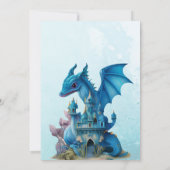 Invitation Cute Aquarelle Baby shower Dragon Bleu (Dos)