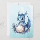Invitation Cute Aquarelle Baby shower Dragon Bleu (Dos)