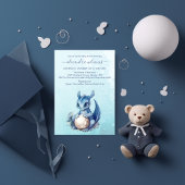 Invitation Cute Aquarelle Baby shower Dragon Bleu