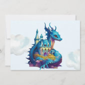 Invitation Cute Aquarelle Baby shower Dragon Bleu (Dos)