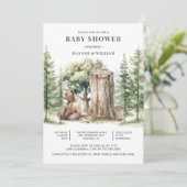 Invitation Cute aquarelle Baby shower forestier des ours (Debout devant)