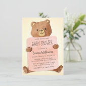 Invitation Cute Aquarelle Baby shower Ours Teddy (Debout devant)
