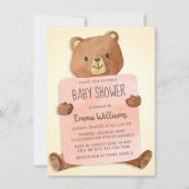Invitation Cute Aquarelle Baby shower Ours Teddy (Devant)
