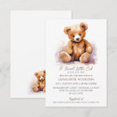 Invitation Cute Aquarelle Baby shower Ours Teddy (Devant / Derrière)