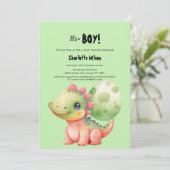 Invitation Cute Aquarelle Bébé Dinosaure Baby shower (Debout devant)