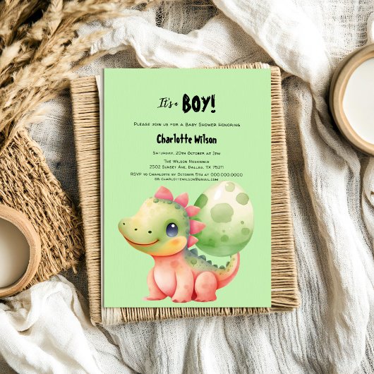 Invitation Cute Aquarelle Bébé Dinosaure Baby shower