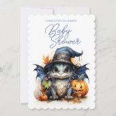 Invitation Cute Aquarelle Bébé Dragon Baby shower Halloween (Devant)