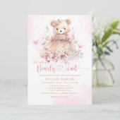Invitation Cute Aquarelle Boho Teddy Bear Girl Baby shower (Debout devant)