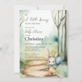 Invitation Cute Aquarelle Bunny Baby shower garçon (Devant)