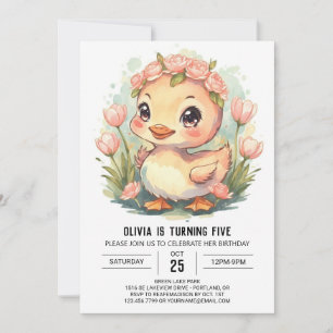 Invitation Cute Aquarelle Canard Anniversaire