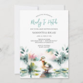 Invitation Cute Aquarelle Canard bébé garçon douche (Devant)