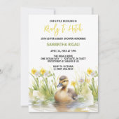 Invitation Cute Aquarelle Canard bébé garçon douche (Devant)