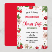 Invitation Cute aquarelle Cerise 1ère fête d'anniversaire (Devant / Derrière)