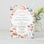 Invitation Cute Aquarelle Champignons Baby shower de bois (Debout devant)