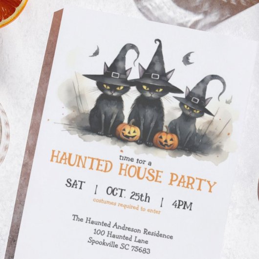 Invitation Cute Aquarelle Chats de cuisine Citrouille Hallowe