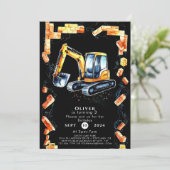 Invitation Cute Aquarelle Construction Anniversaire (Debout devant)