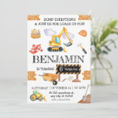 Invitation Cute Aquarelle Construction Anniversaire (Debout devant)