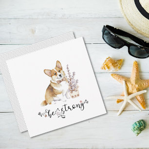 Invitation Cute aquarelle Corgi Soyez forte calligraphie