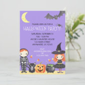 Invitation Cute Aquarelle Costume d'Halloween Enfants (Debout devant)
