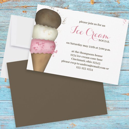 Invitation Cute Aquarelle Crème de glace Modèle personnalisé