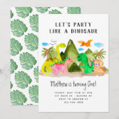 Invitation Cute Aquarelle Dino Mountain Dinosaur Anniversaire (Devant / Derrière)