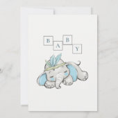 Invitation Cute Aquarelle Elephant Baby shower garçon (Dos)