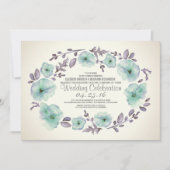Invitation Cute aquarelle fleurs couronne mariage invite (Devant)