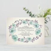 Invitation Cute aquarelle fleurs couronne mariage invite (Debout devant)