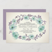 Invitation Cute aquarelle fleurs couronne mariage invite (Devant / Derrière)