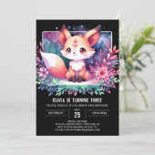 Invitation Cute aquarelle Fox Anniversaire numérique (Debout devant)