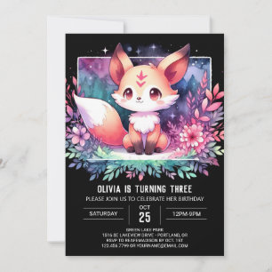 Invitation Cute aquarelle Fox Anniversaire numérique